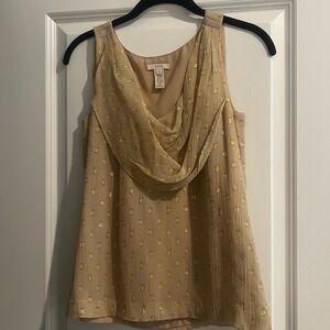 J. Crew Beige Holiday Blouse with Gold Dots
